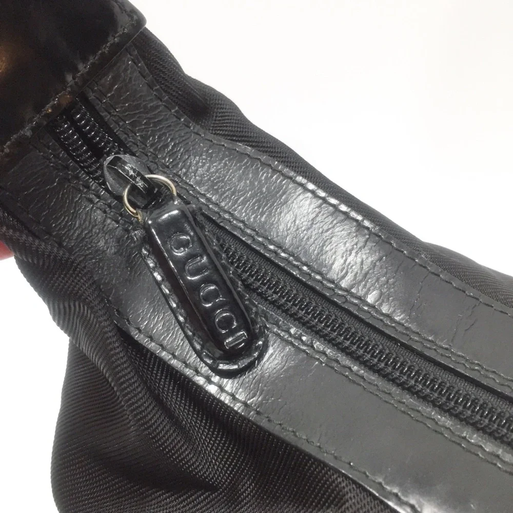 vintage gucci nylon, leather, and bamboo hobo - Picture 5 of 12